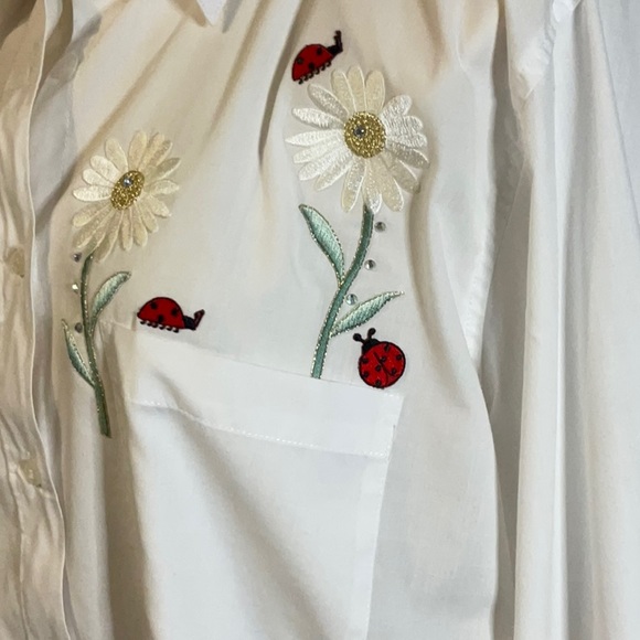 Tia Designs Embroidered Blouse With Rhinestone Accents - Picture 3 of 7